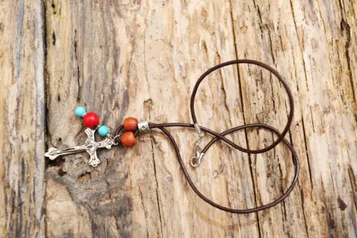 Cross leather mala necklace  from Holy Land