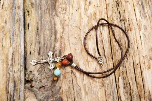Cross leather mala necklace  from Holy Land