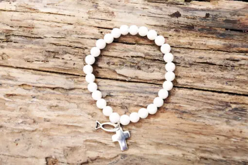 Opal cross and fish bracelet from Holy Land