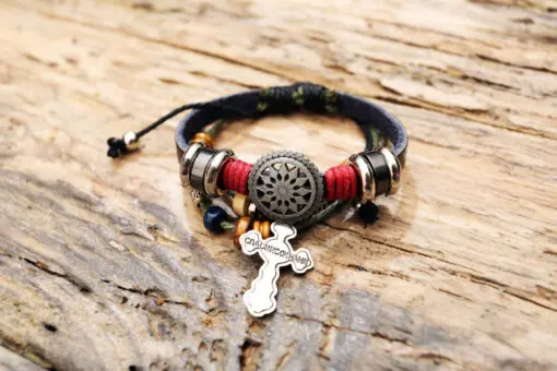 leather cross bracelet from Holy Land